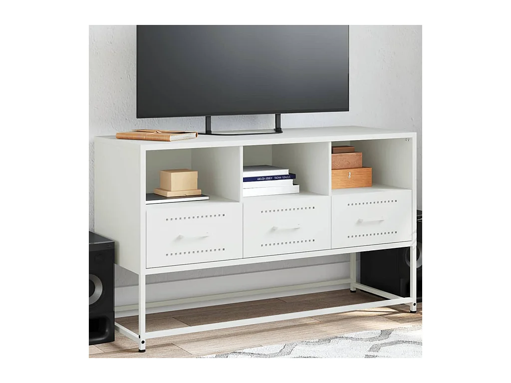 Meuble TV blanc 100,5x39x60,5 cm acier