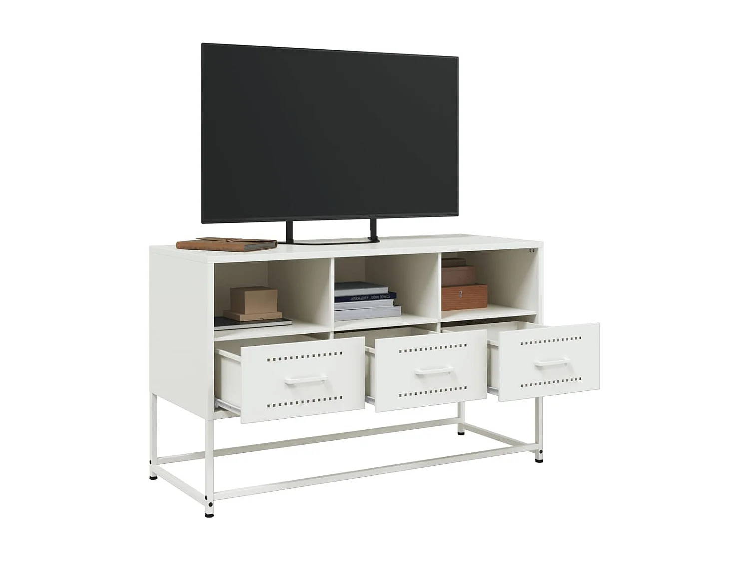 Meuble TV blanc 100,5x39x60,5 cm acier