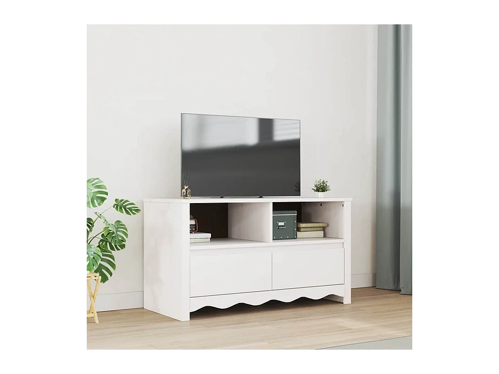 Meuble TV avec tiroir Blanc 99 x 43 x 55 cm Bois de pin massif