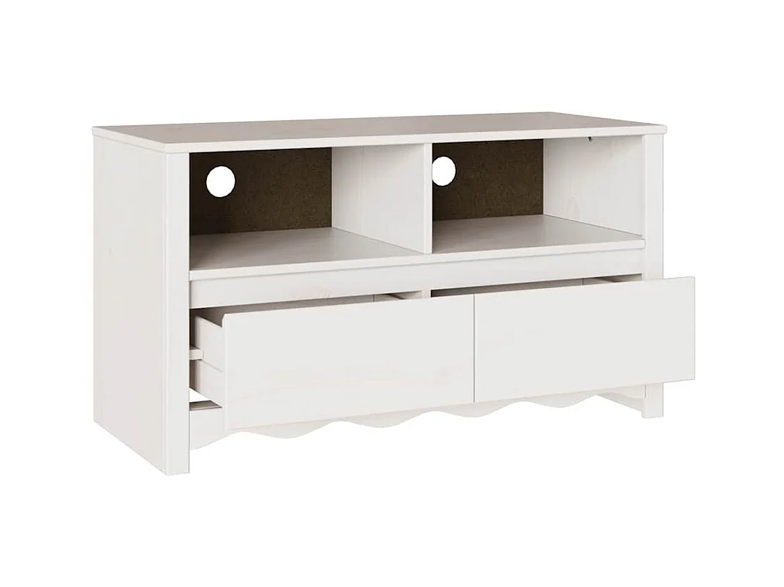 Meuble TV avec tiroir Blanc 99 x 43 x 55 cm Bois de pin massif