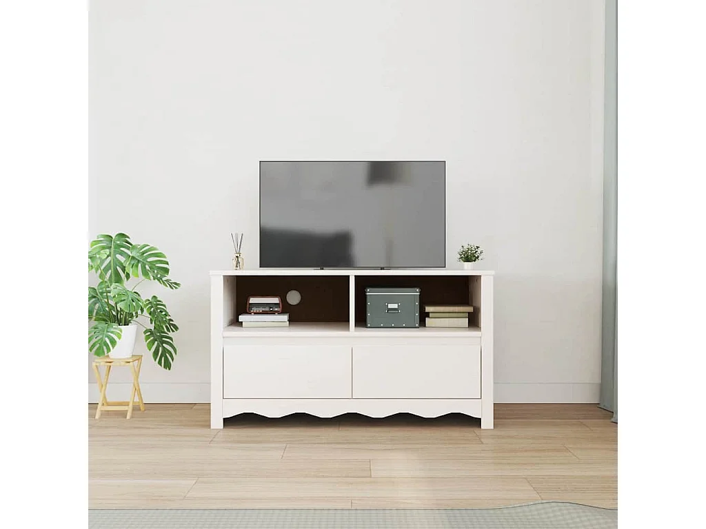Meuble TV avec tiroir Blanc 99 x 43 x 55 cm Bois de pin massif