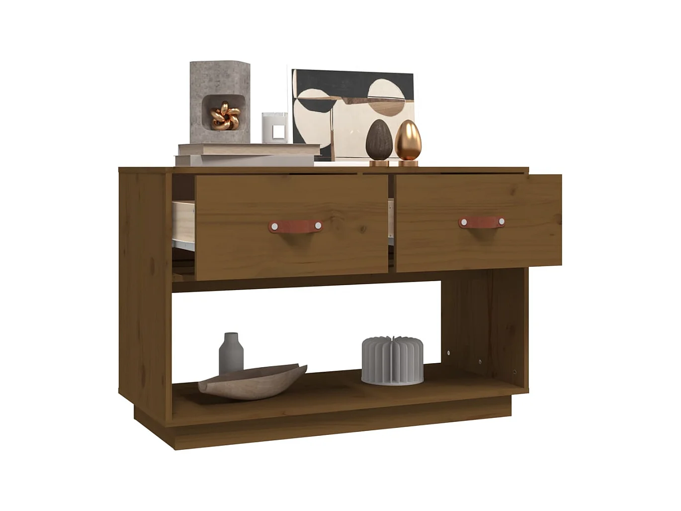 Meuble TV Marron miel 90x40x60 cm Bois de pin massif