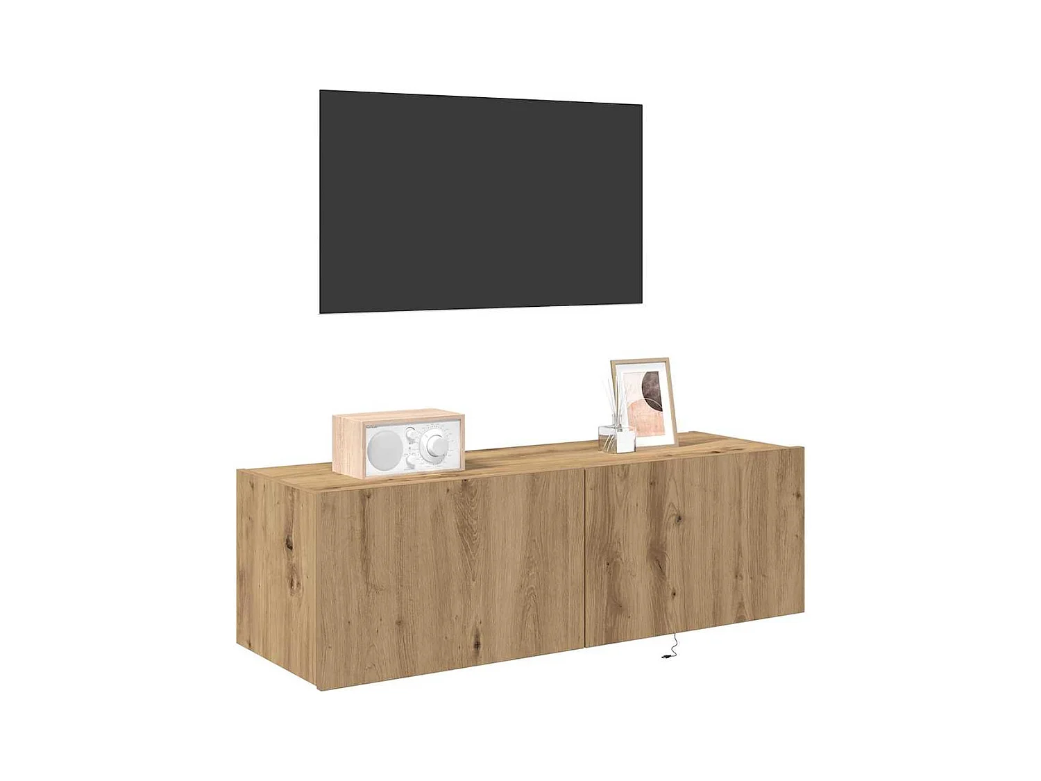 Meuble TV avec lumières LED Chêne Artisan 100x35x31 cm