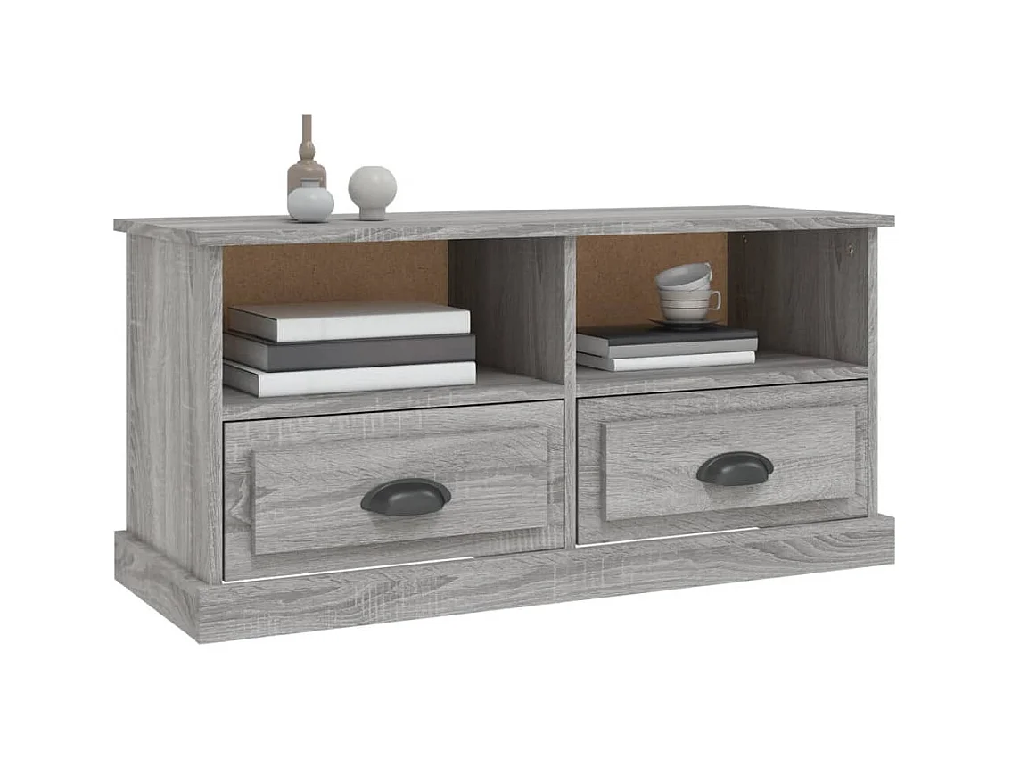 Meuble TV sonoma gris 93x35,5x45 cm bois d'ingénierie