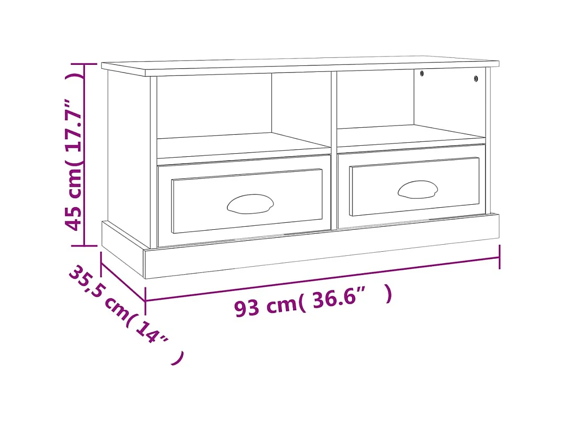Meuble TV sonoma gris 93x35,5x45 cm bois d'ingénierie