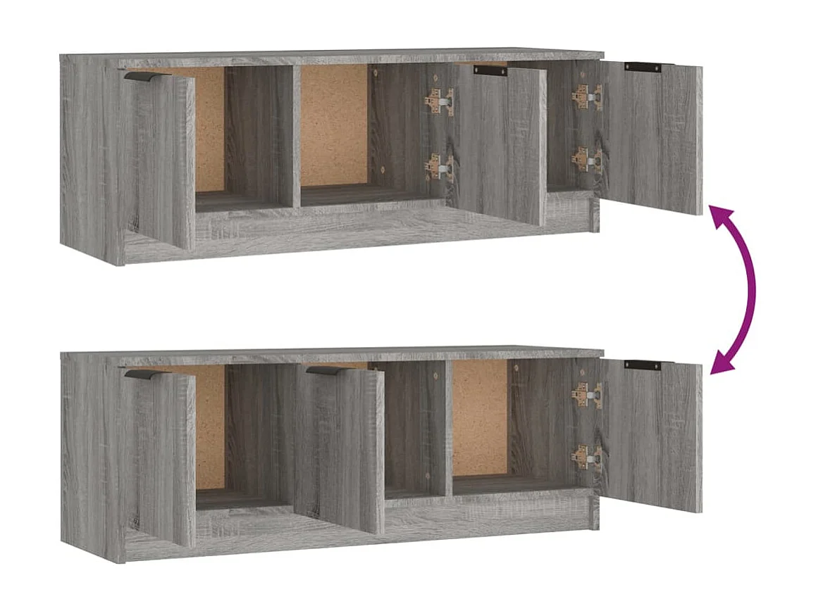 Meuble TV Sonoma gris 102x35x36,5 cm Bois d'ingénierie