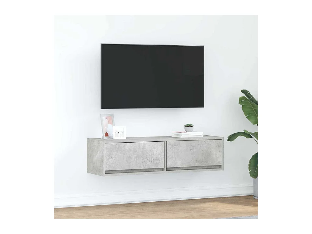 Meuble TV en béton gris 100x31x25,5 cm en bois d'ingénierie