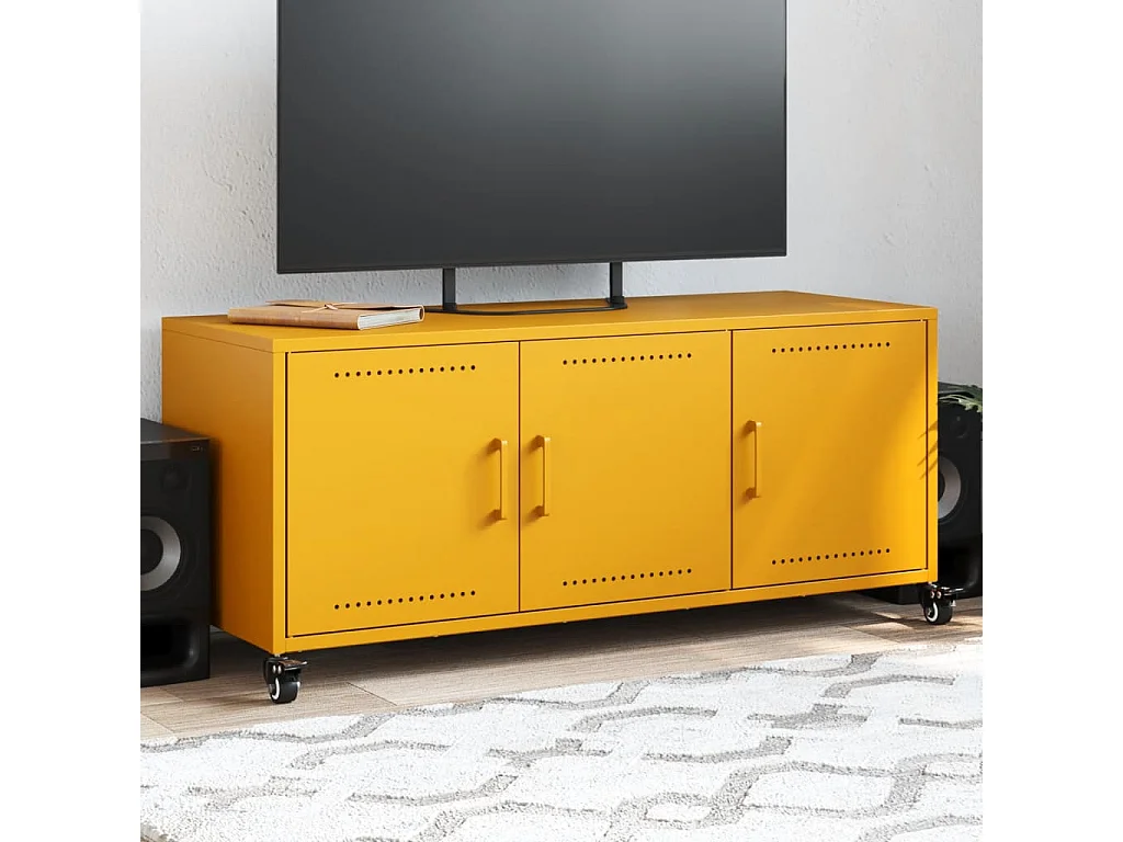 Meuble TV jaune moutarde 100,5x39x43,5 cm acier