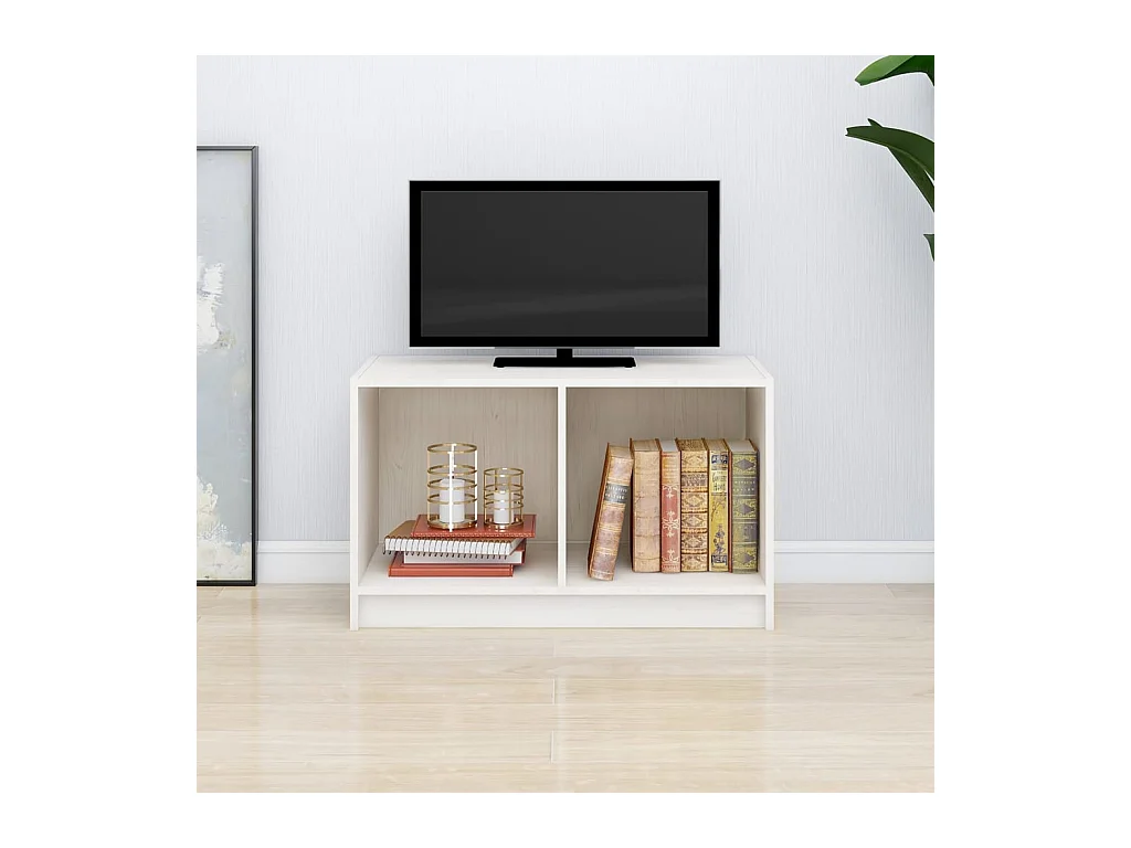 Meuble TV Blanc 70x33x42 cm Bois de pin massif