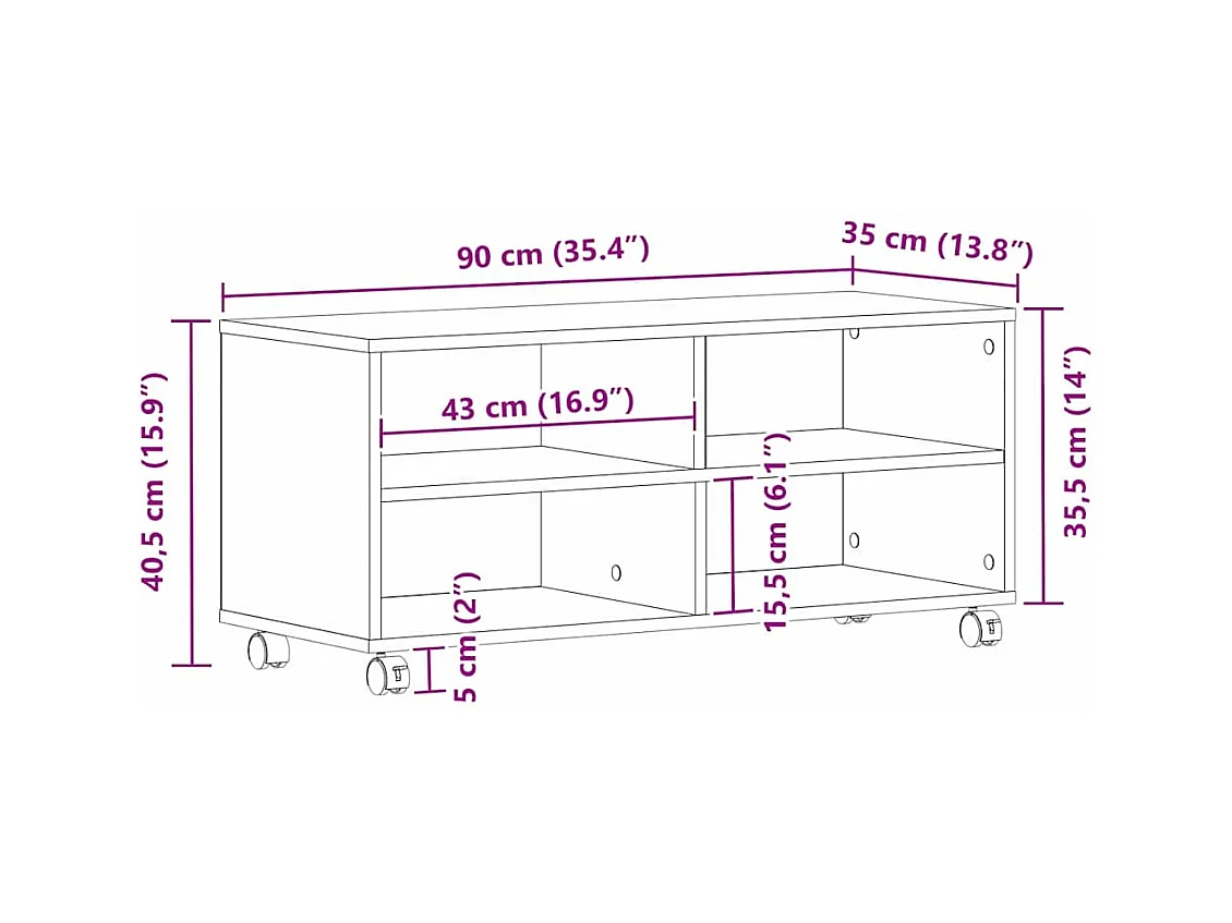 Meuble TV Noir 90 x 35 x 35 cm Bois d'ingénierie