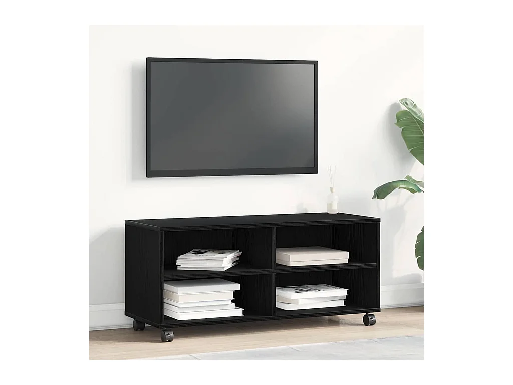 Zwarte tv-kast 90 x 35 x 35 cm, bewerkt hout
