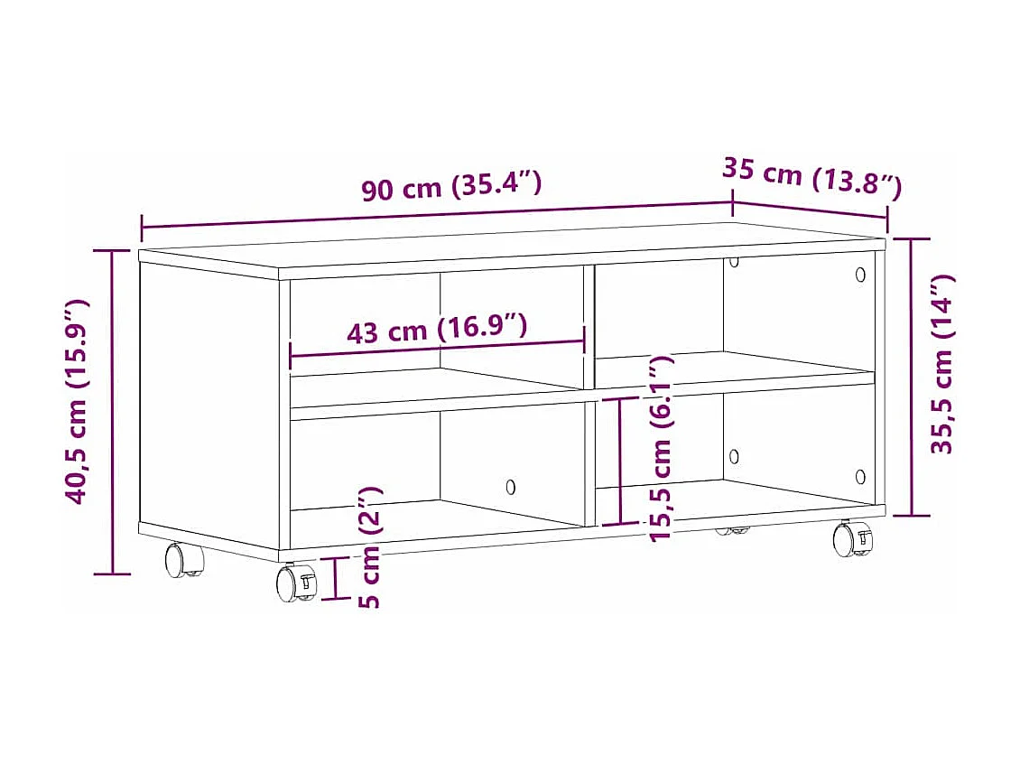 Meuble TV Noir 90 x 35 x 35 cm Bois d'ingénierie