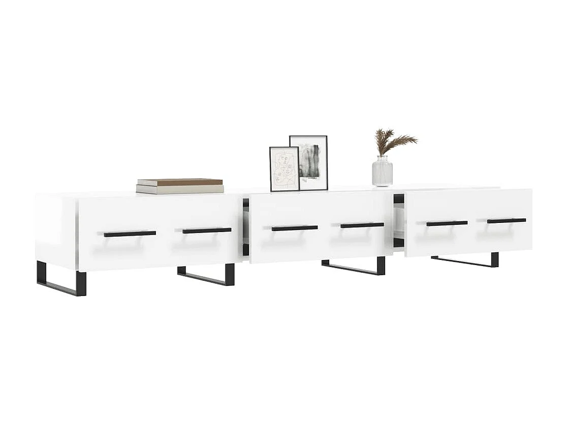 Mueble de TV blanco brillo 150x36x30 cm madera de ingeniería