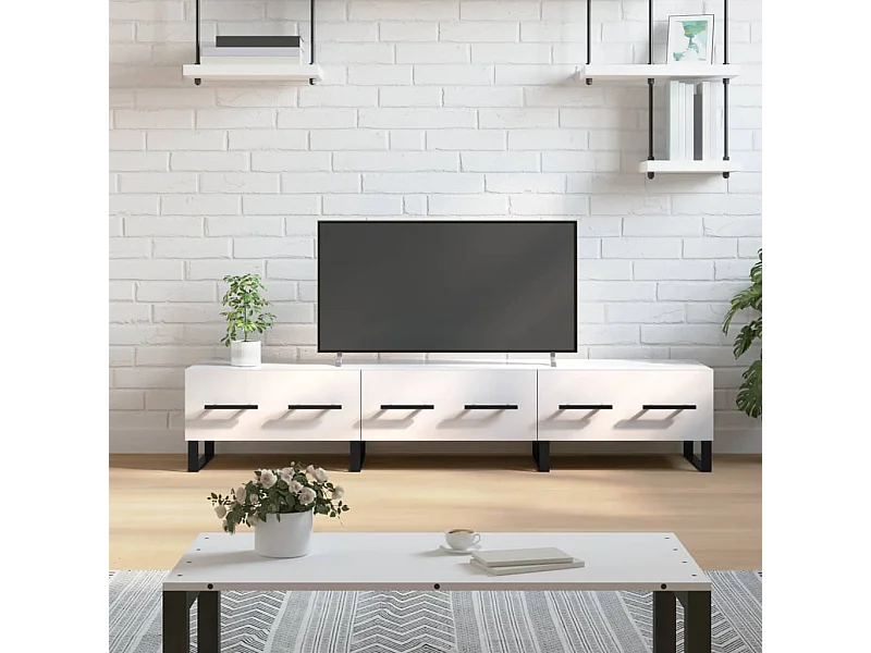 Mobile TV bianco lucido 150x36x30 cm in legno ingegnerizzato