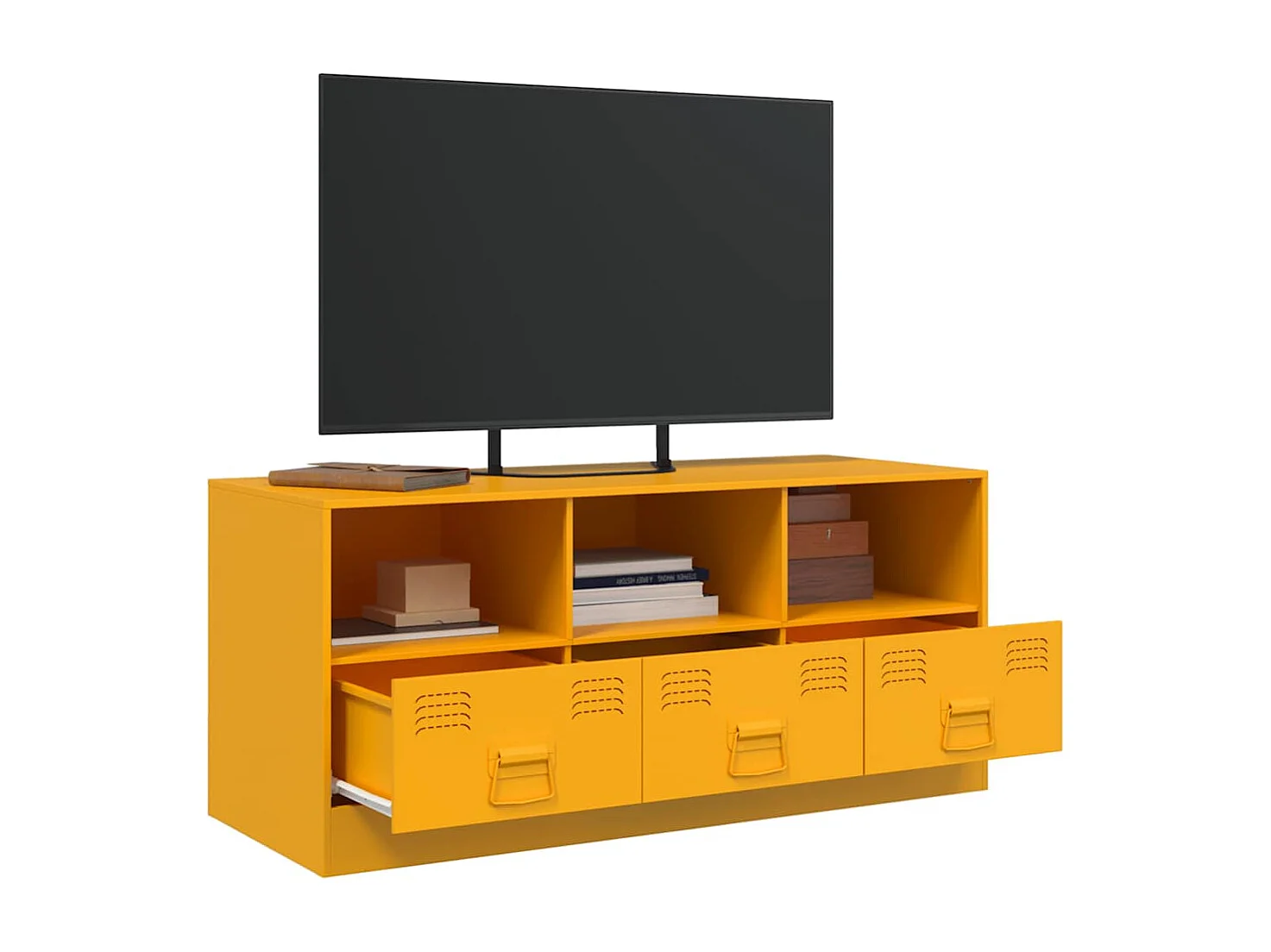 Meuble TV jaune moutarde 99x39x44 cm acier