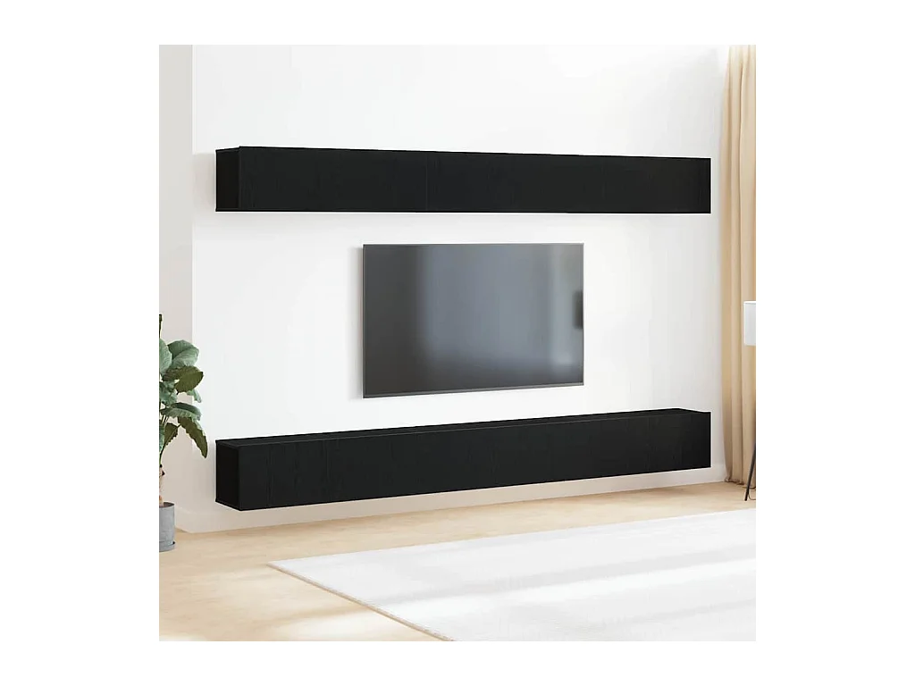 Ensemble de meubles TV de 6 pièces en chêne noir en bois d'ingénierie