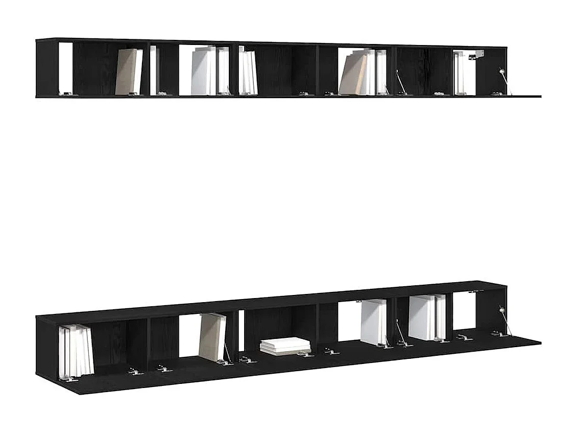 Ensemble de meubles TV de 6 pièces en chêne noir en bois d'ingénierie