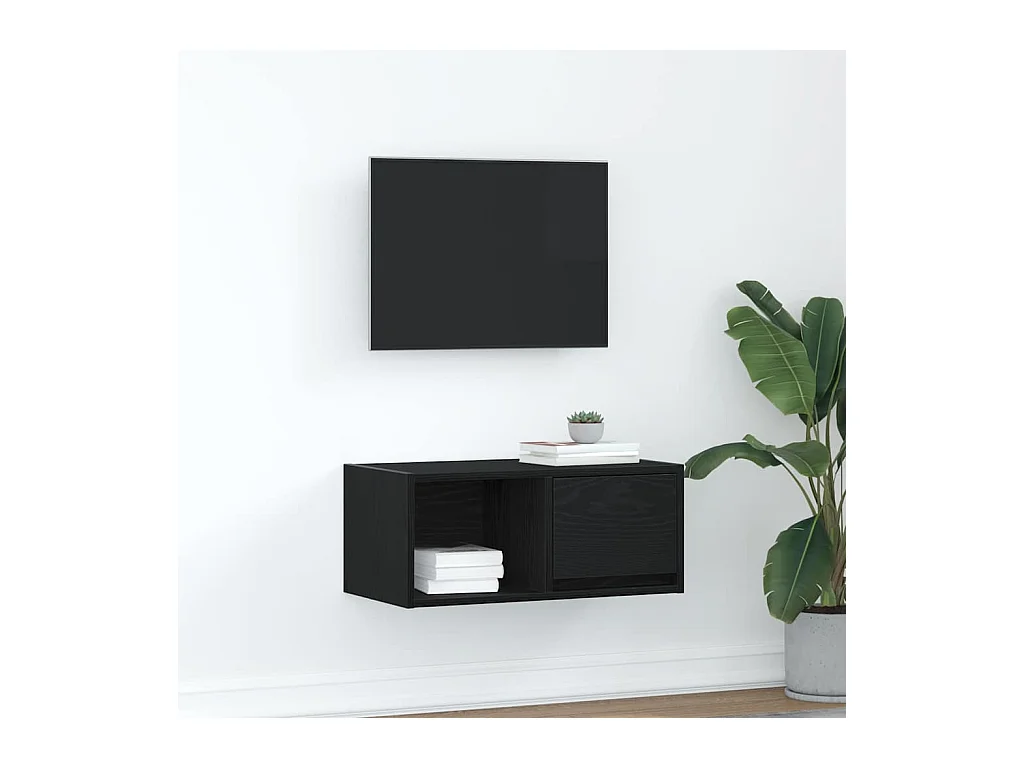 Mobile TV in rovere nero 60x31x25,5 cm in legno ingegnerizzato