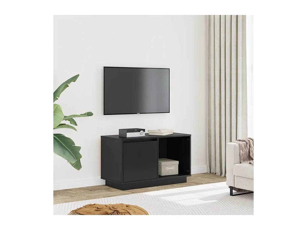 Schwarzer TV-Schrank 74x35x44 cm Massivholz Kiefer