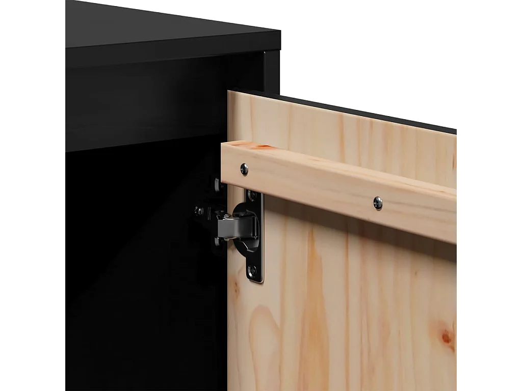 Schwarzer TV-Schrank 74x35x44 cm Massivholz Kiefer