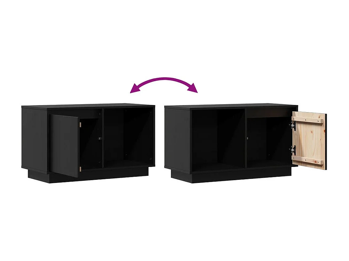 Mobile TV nero 74x35x44 cm Legno massello di pino