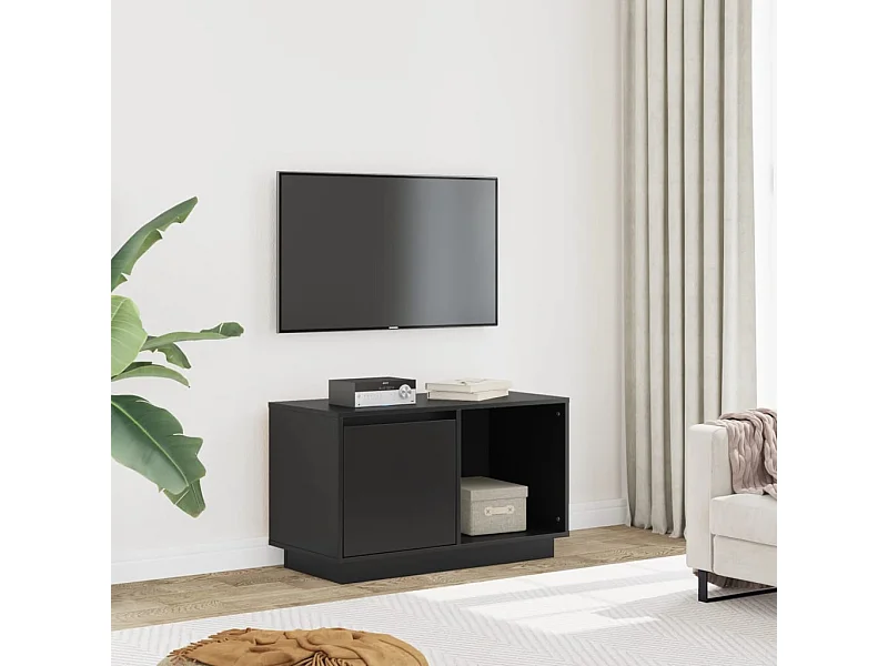 Mobile TV nero 74x35x44 cm Legno massello di pino