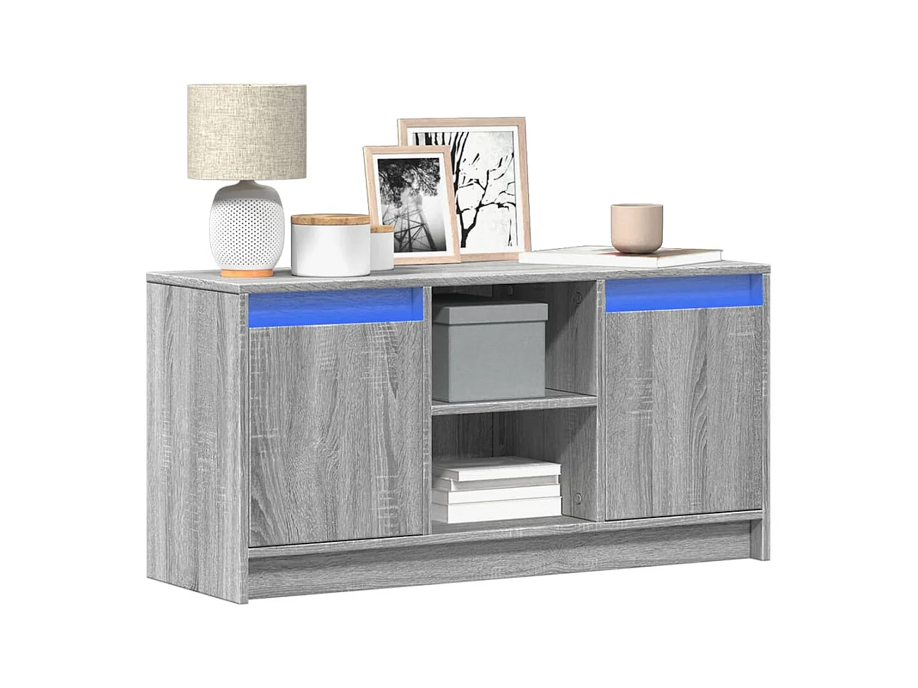 Meuble TV avec LED sonoma gris 100x34x50 cm bois d'ingénierie