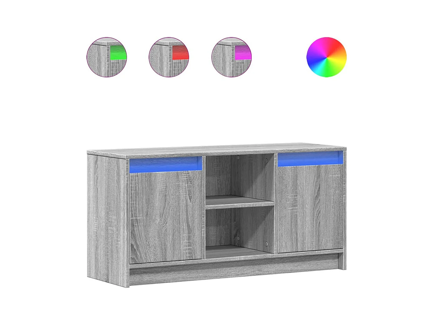 Meuble TV avec LED sonoma gris 100x34x50 cm bois d'ingénierie