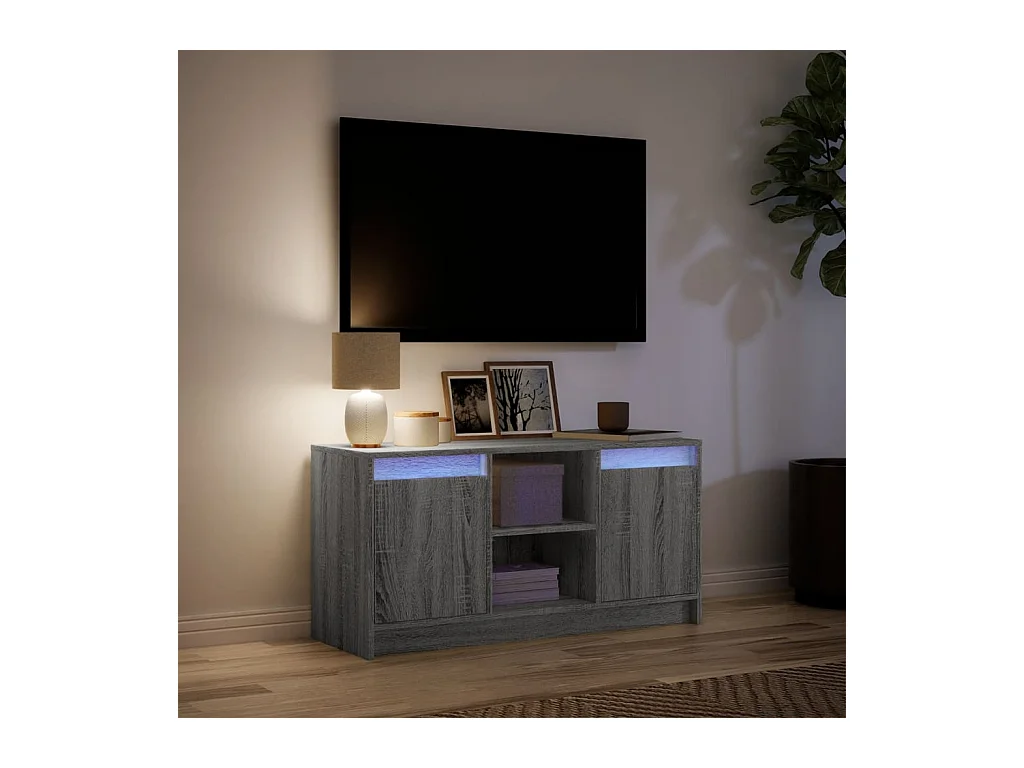 Meuble TV avec LED sonoma gris 100x34x50 cm bois d'ingénierie