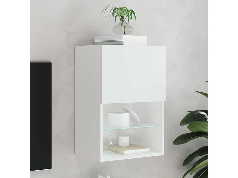 Meuble TV avec lumières LED blanc 40,5x30x60 cm