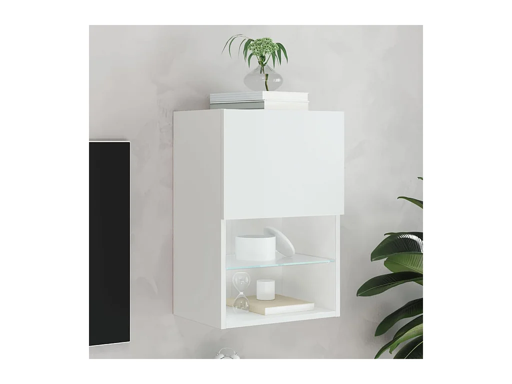 Meuble TV avec lumières LED blanc 40,5x30x60 cm