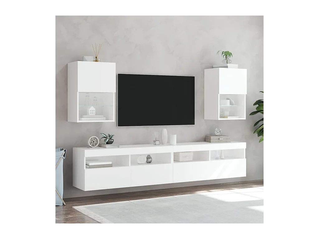 Meuble TV avec lumières LED blanc 40,5x30x60 cm
