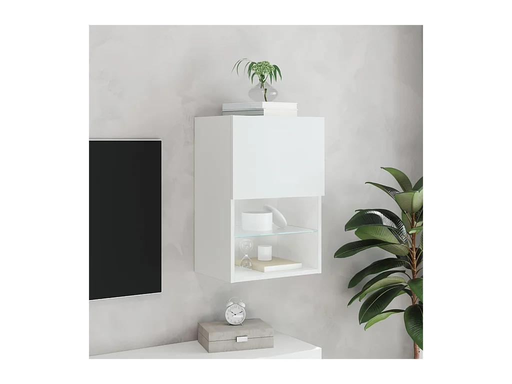 Meuble TV avec lumières LED blanc 40,5x30x60 cm