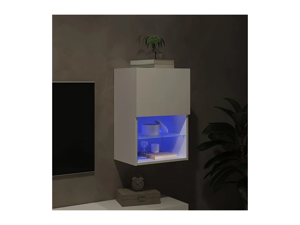 Meuble TV avec lumières LED blanc 40,5x30x60 cm