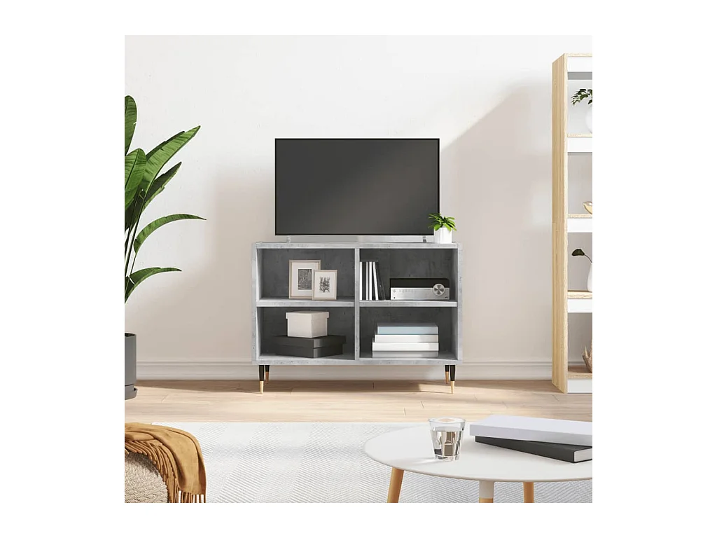 Meuble TV gris béton 69,5x30x50 cm bois d'ingénierie