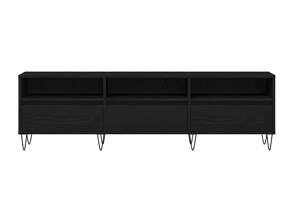 meuble TV Noir Chêne 150x30x44,5 cm en bois d'ingénierie