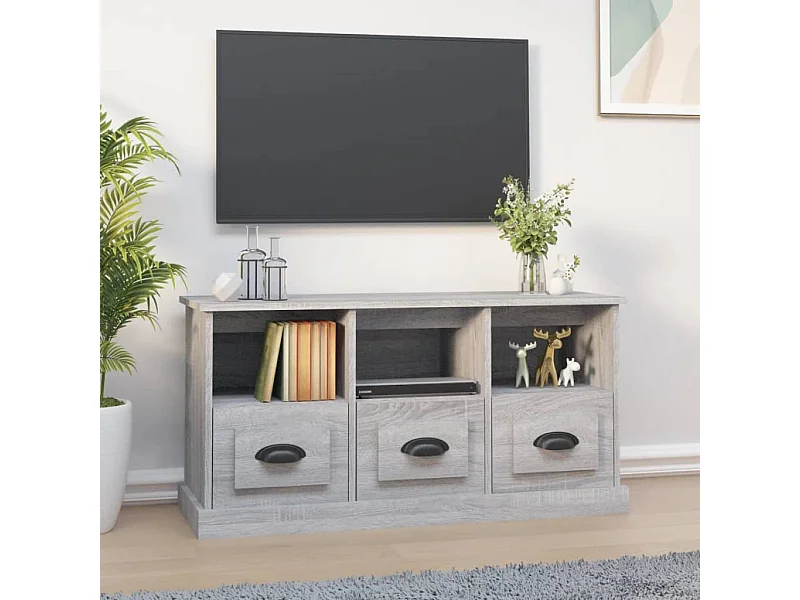 Meuble TV sonoma gris 100x35x50 cm bois d'ingénierie