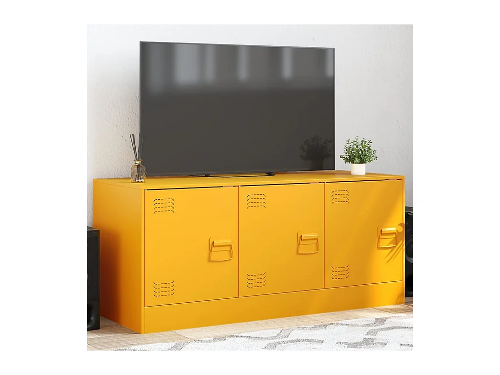Meuble TV jaune moutarde 99x39x44 cm acier