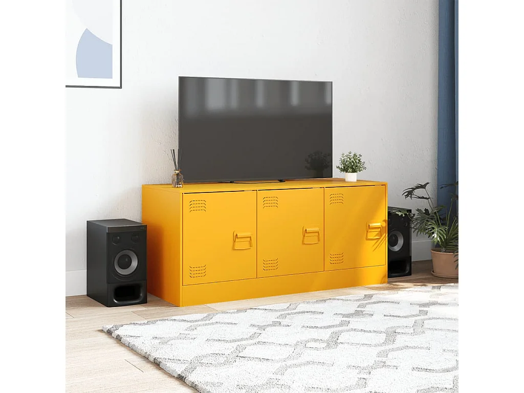 Meuble TV jaune moutarde 99x39x44 cm acier