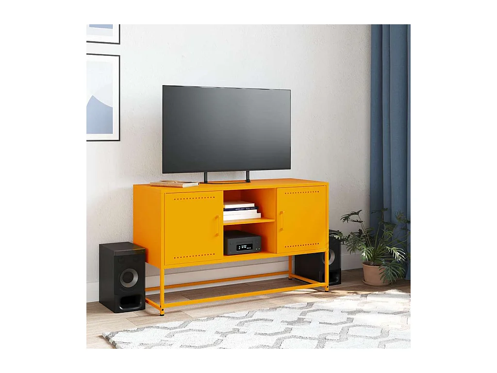 Meuble TV jaune moutarde 100,5x39x60,5 cm acier