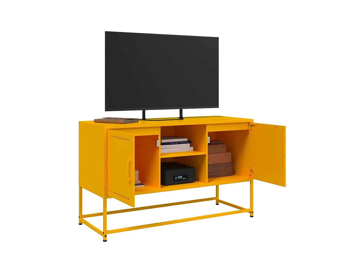 Meuble TV jaune moutarde 100,5x39x60,5 cm acier