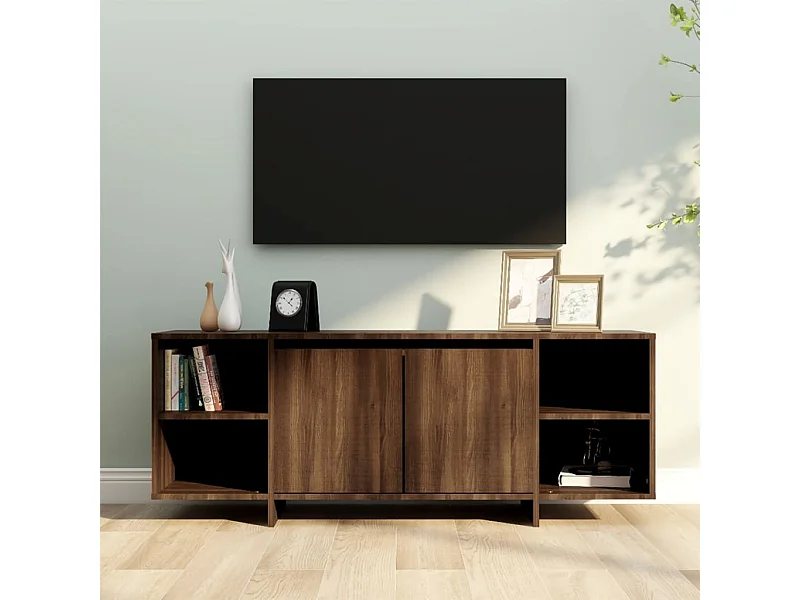 Meuble TV chêne marron 130x35x50 cm bois d'ingénierie