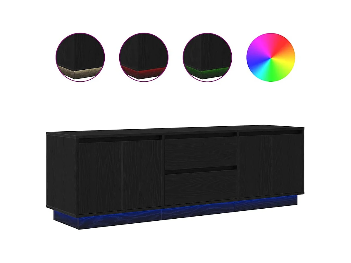 Meuble TV avec lumières LED chêne noir 160,5x41x50 cm