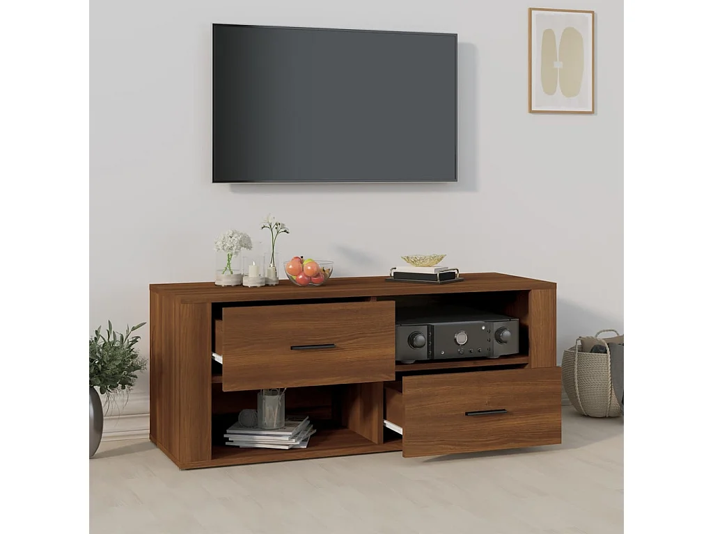 Mobile TV Rovere marrone 100x35x40 cm Legno ingegnerizzato