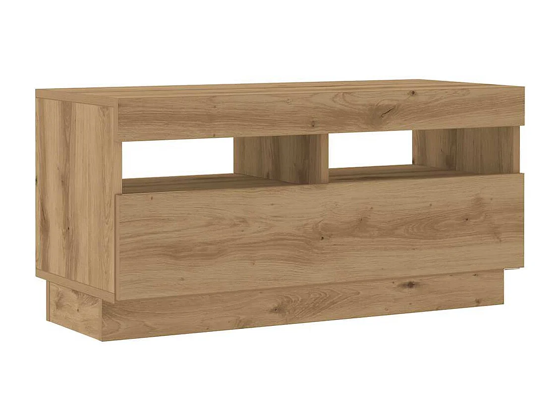 Meuble TV avec lumières LED chêne artisanal bois d'ingénierie