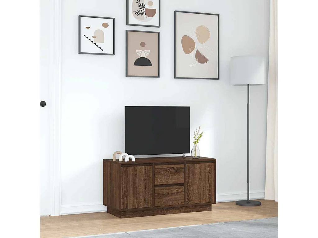 Meuble TV avec lumières LED chêne marron 100x41x50 cm