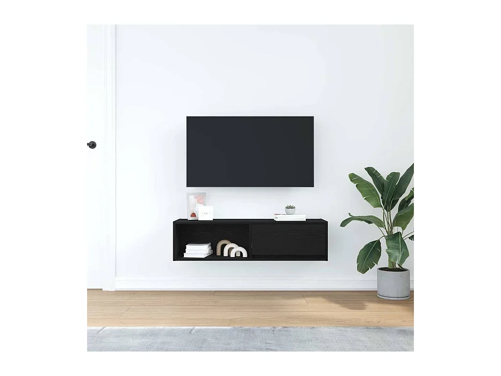 Meuble TV chêne noir 100x31x25,5 cm bois d'ingénierie