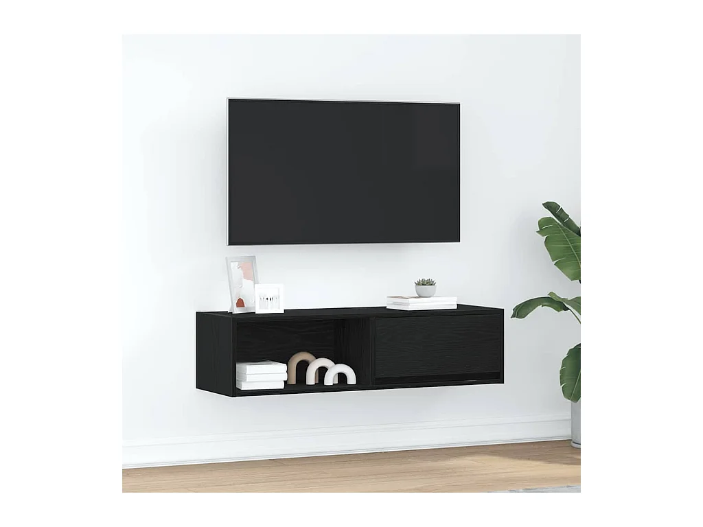 Meuble TV chêne noir 100x31x25,5 cm bois d'ingénierie