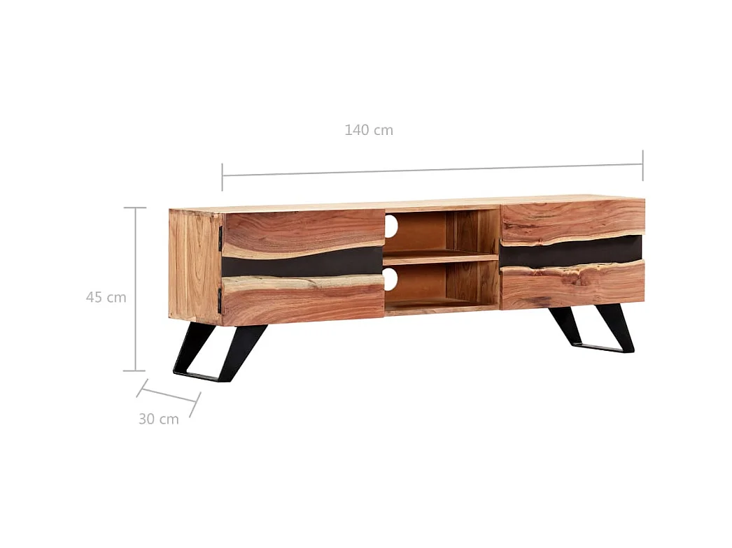 Meuble TV 140x30x45 cm Bois d'acacia massif