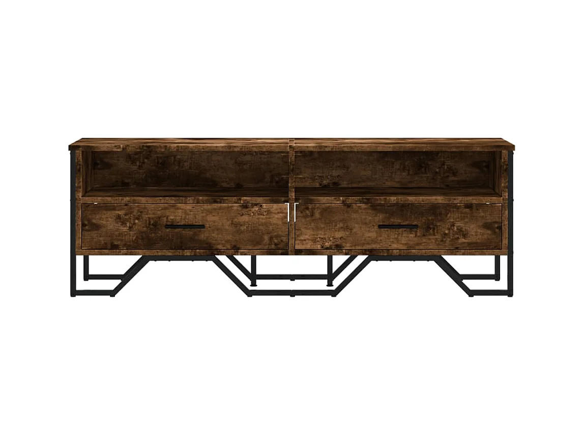 Meuble TV chêne fumé 122x34x41 cm bois d'ingénierie